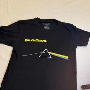 Pink Floyd Black Tee with Rainbow Prism Design